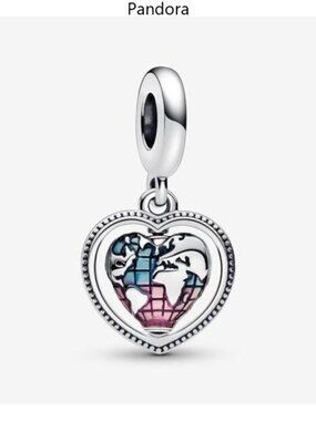 Authentic Pandora Family Spinning Heart Globe Dangle Charm
